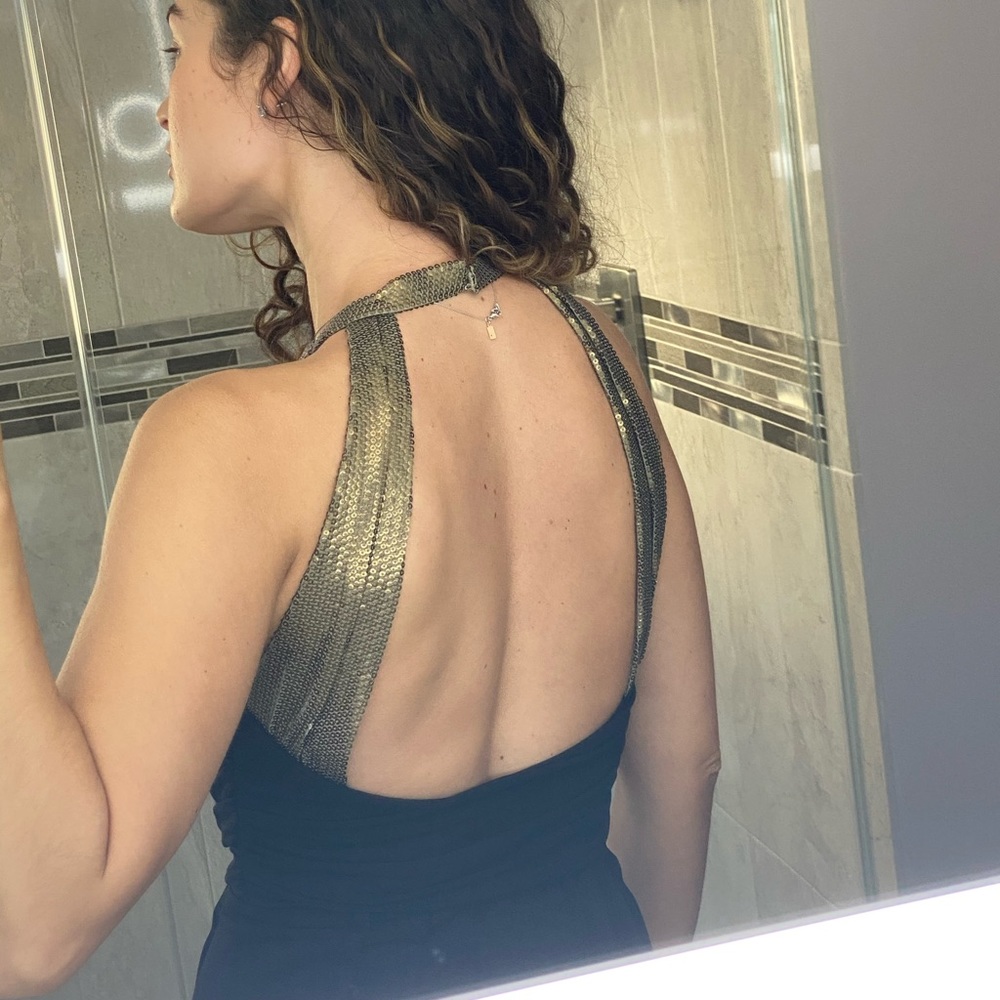 Black gold midi dress